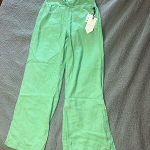 Green linen pants
